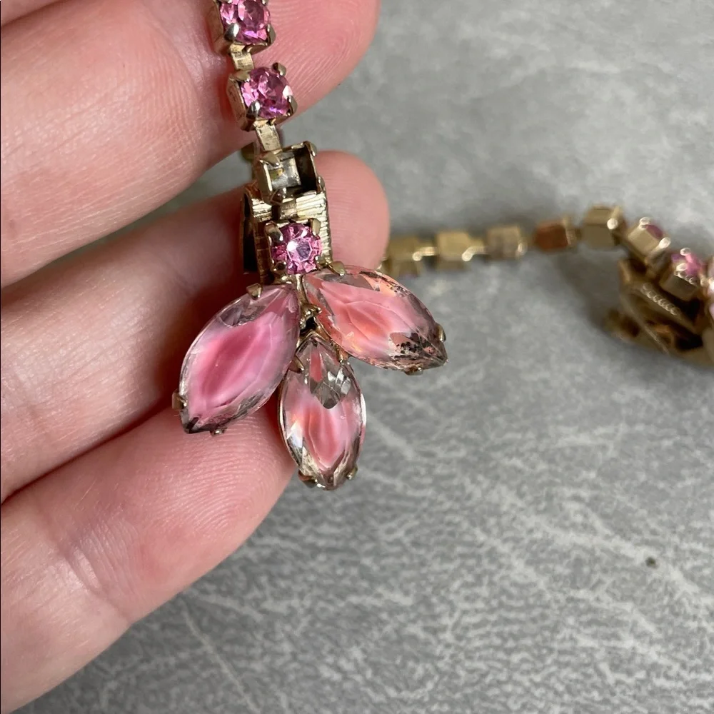 Vintage 50s Pink Crystal Cardigan Sweater Clip/Guard